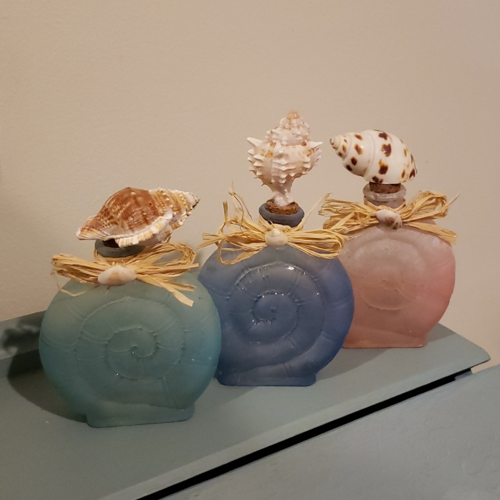 Hand painted seaglass shell bottles